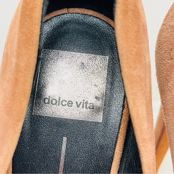 DV Dolce Vita Rosetta Pump Heels Shoes Taupe Tan Genuine Leather Suede Sz 8.5 - Picture 10 of 16